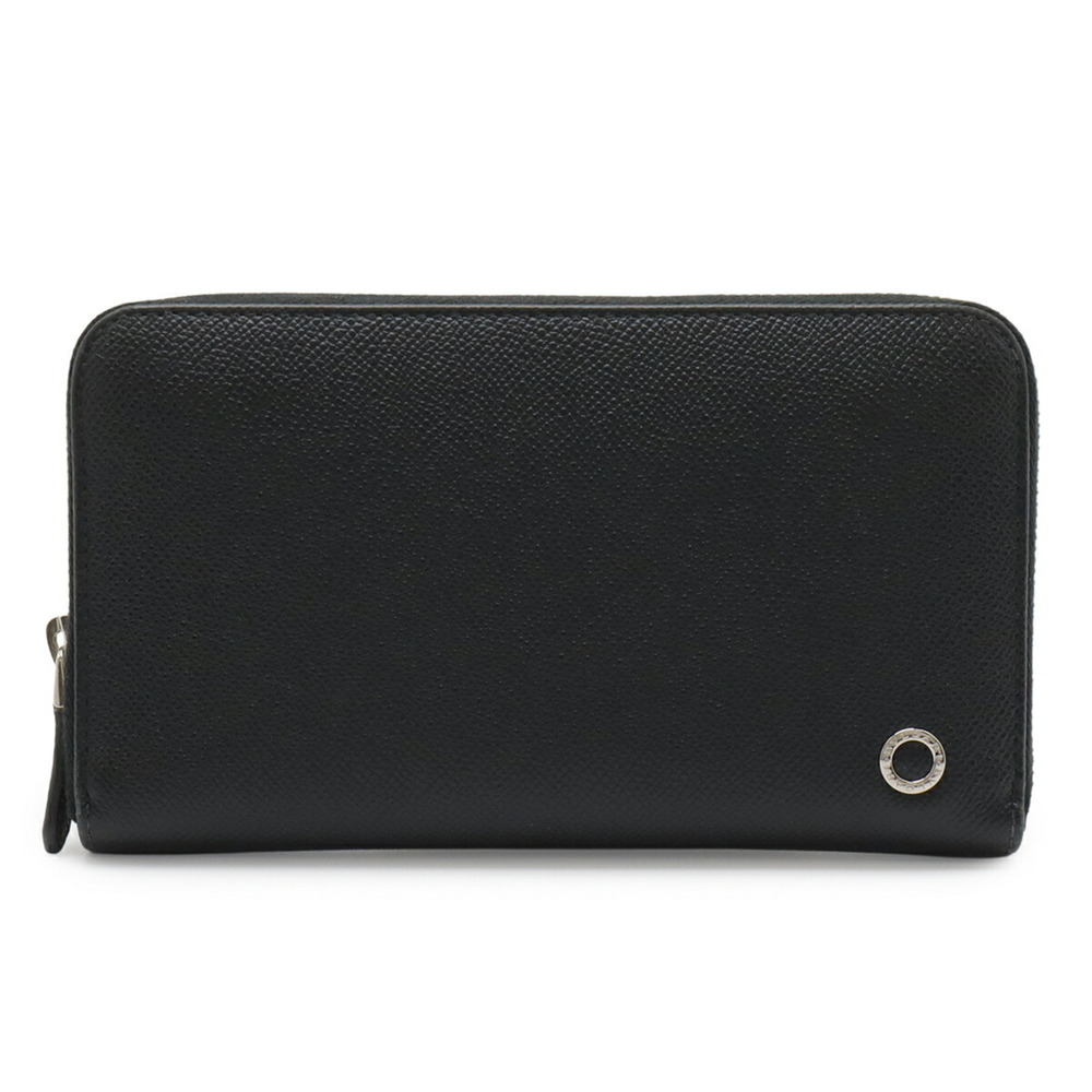 BVLGARI Bulgari Man Zip Wallet, Round Long Leather, Black, 282430